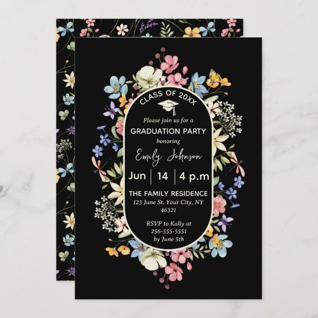 Invitación a la Invitación de graduación fotográfi (Anverso / Reverso)