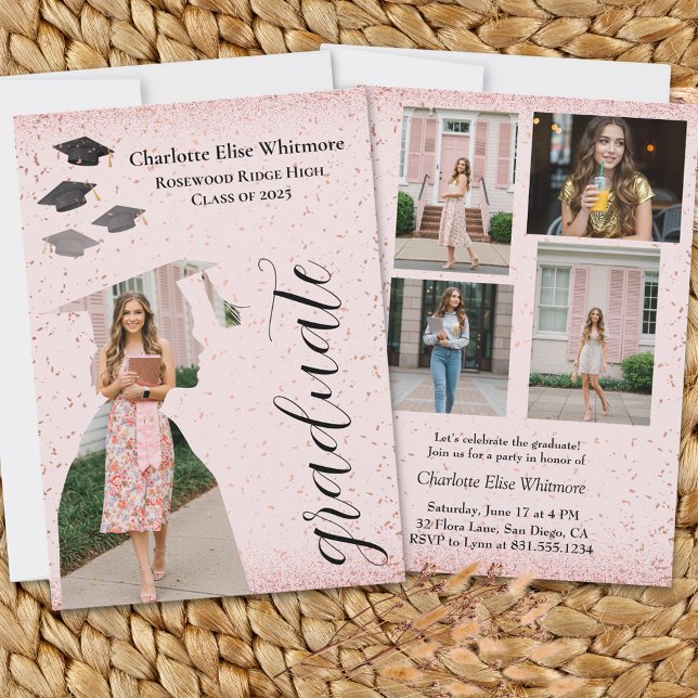 Invitación a la Invitación de graduación moderna | (Graduation invitations and announcements card with photo, personalized,fully custom graduation card )