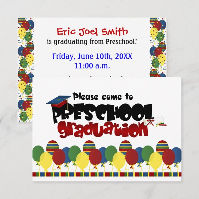 Invitación a la Invitación de graduación preescola (Anverso / Reverso)