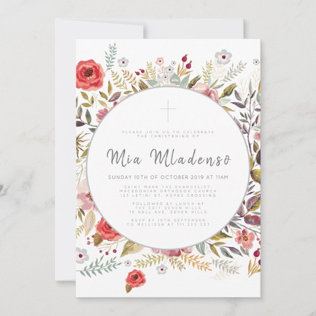 Invitación a la Invitación del bautismo de bebé (Anverso)