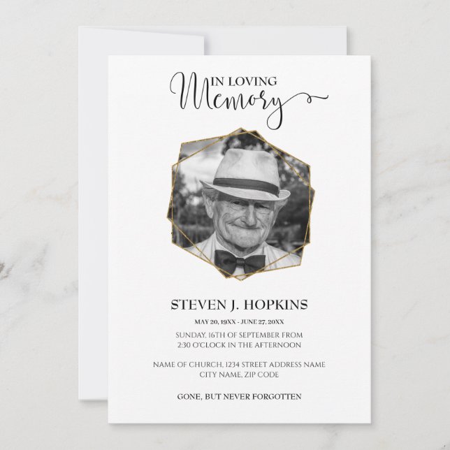 Invitación a la Invitación fotográfica de Memorial (Anverso)