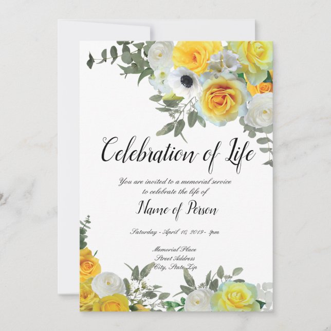 Invitación a la Invitación fúnebre de rosas amaril (Anverso)