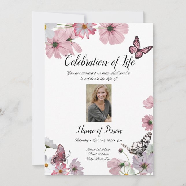 Invitación a la Invitación funeral del Cosmos Rosa (Anverso)