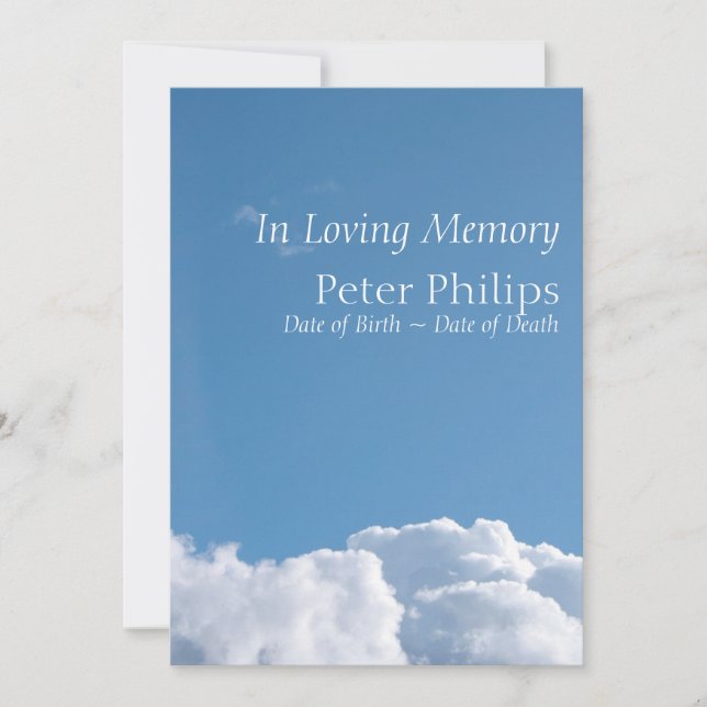 Invitación a la Invitación funeraria del Cielo Pac (Anverso)