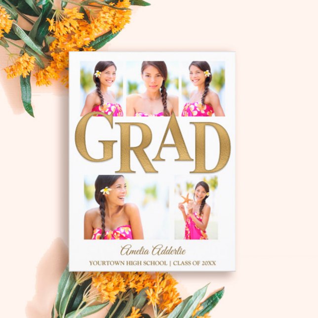 Invitación a la Invitación Grad Oro Blanco 6 Foto (Subido por el creador)
