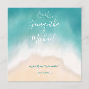 Invitación a la isla acuarela de bodas de playa