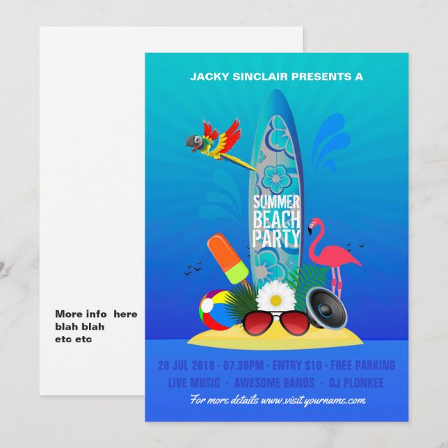 Invitación a la isla de Flamingo (Anverso / Reverso)