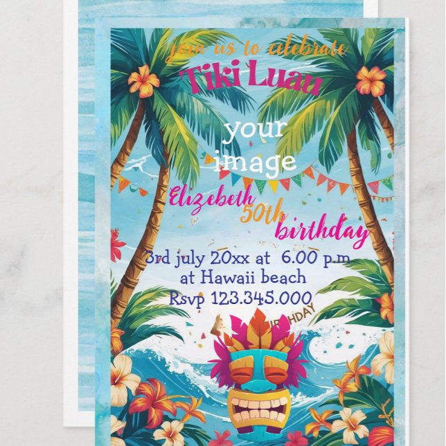 Invitación a la isla tropical de la fiesta hawaian (Subido por el creador)