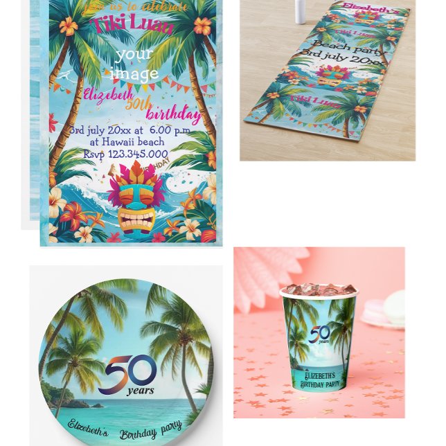 invitación a la isla tropical de la fiesta hawaian (Subido por el creador)
