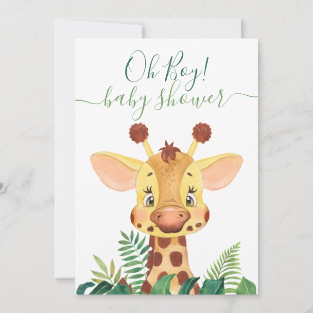 Invitación a la jirafa de Baby Shower Jungle (Reverso)