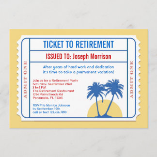 Invitación a la jubilación con estilo de tickets