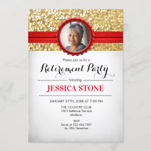 Invitación a la jubilación con foto - Blanco Oro R