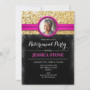 Invitación a la jubilación con foto - Oro rosado n