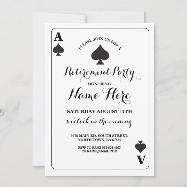 Invitación a la Jubilación con Tarjeta de Juego de (Anverso)