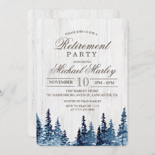 Invitación a la jubilación de árboles de madera rú