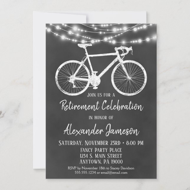 Invitación a la jubilación de bicicletas de pizarr (Anverso)