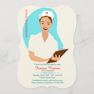 Invitación a la jubilación de enfermera sonriente