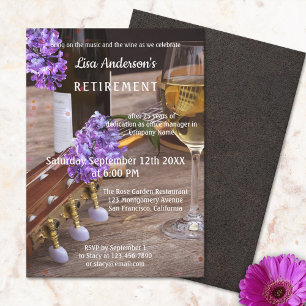 Invitación a la Jubilación de Flores Lilac y Vino 