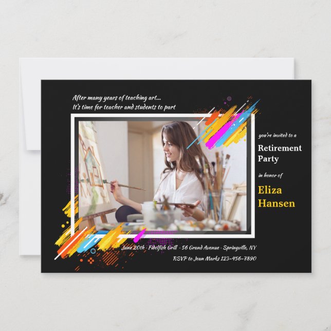 Invitación a la jubilación de fotografías de cuadr (Anverso)