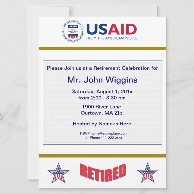 Invitación a la jubilación de GSA (Anverso)