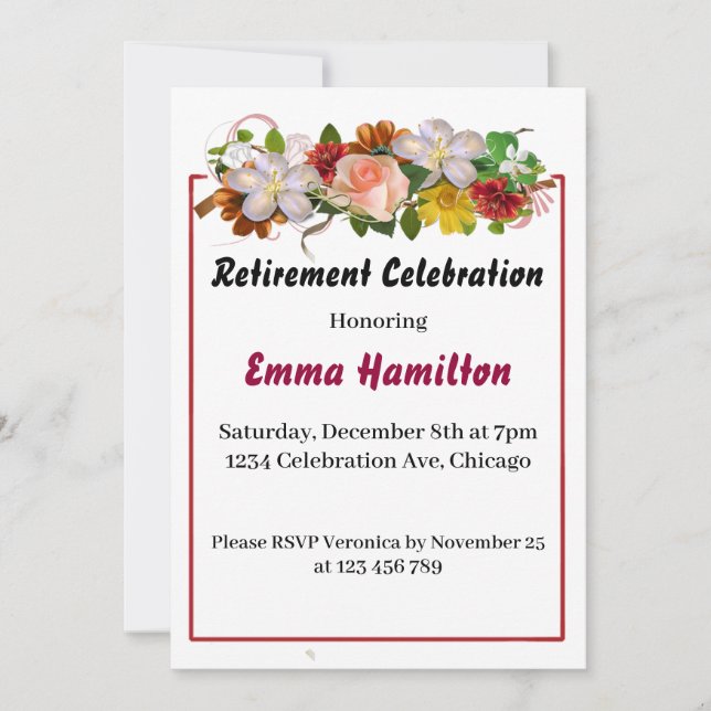 Invitación a la jubilación de la mujer (Anverso)
