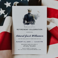 Invitación a la jubilación de la silueta naval azu