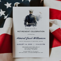 Invitación a la jubilación de la silueta naval azu