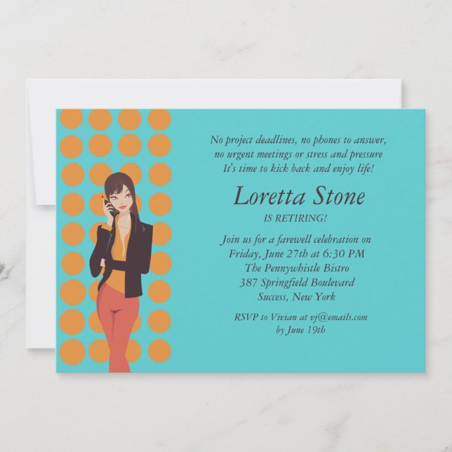 Invitación a la jubilación de llamada de negocios (Anverso)