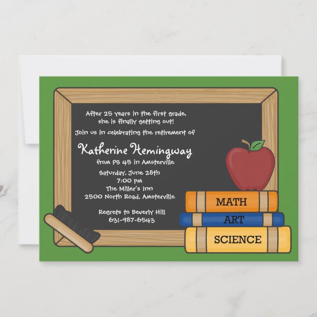 Invitación a la jubilación de profesor de pizarra  (Anverso)