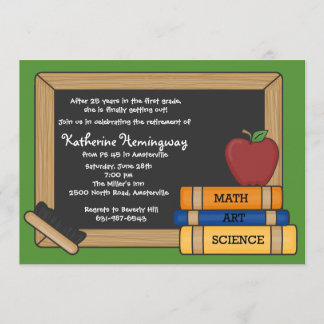 Invitación a la jubilación de profesor de pizarra 
