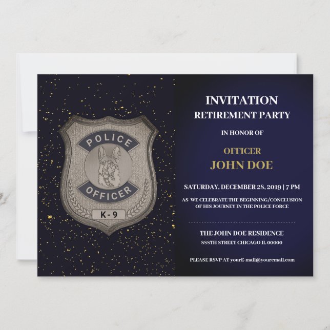Invitación a la jubilación de un funcionario de K9 (Anverso)