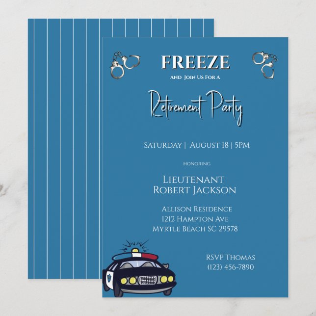 Invitación a la jubilación de un oficial de policí (Anverso / Reverso)