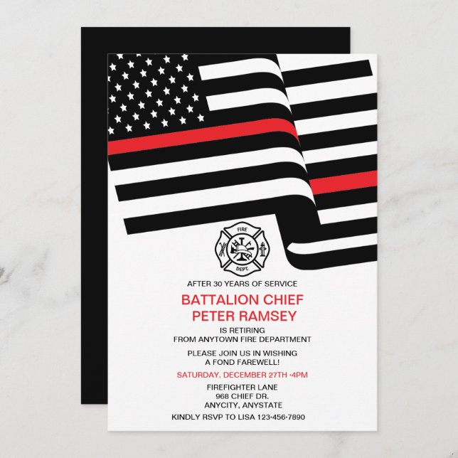 Invitación a la jubilación del bombero (Anverso / Reverso)