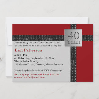 Invitación a la jubilación en negro, rojo y gris