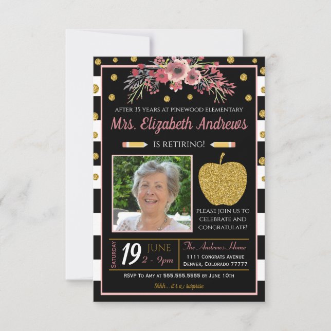 Invitación a la jubilación escolar del profesor (Anverso)
