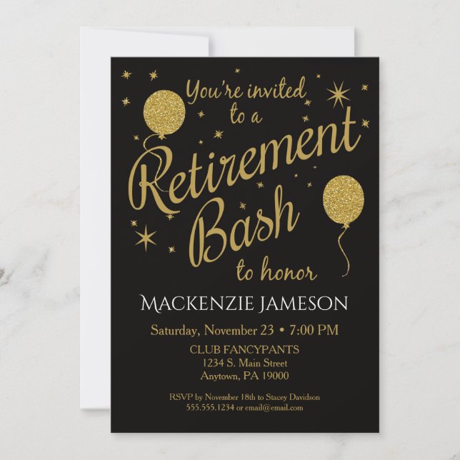 Invitación a la jubilación Fiesta Festividad Globo (Anverso)