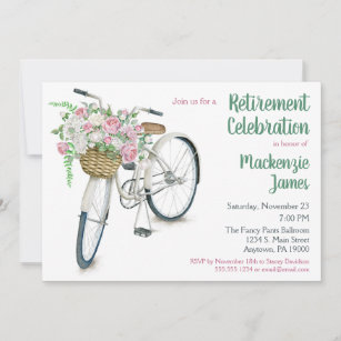 Invitación a la jubilación floral en bicicleta Dam