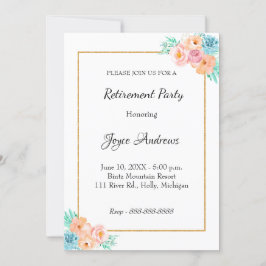 Invitación a la Jubilación Floral Verde y Peach
