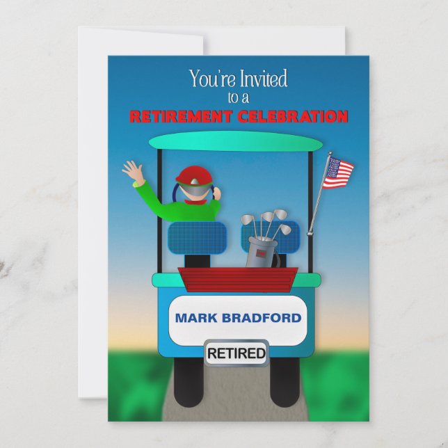 Invitación a la jubilación para el carrito de golf (Anverso)