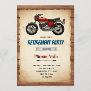 Invitación a la jubilación por cumpleaños de motoc
