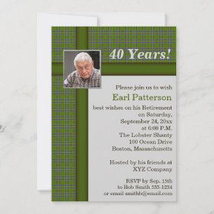 Invitación a la jubilación verde, gris y marrón