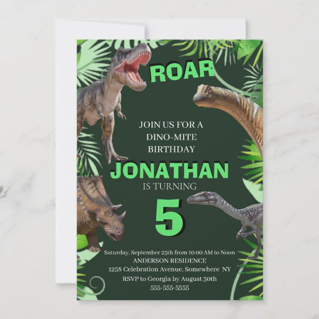 Invitación a la jungla de los dinosaurios del mund (Anverso)