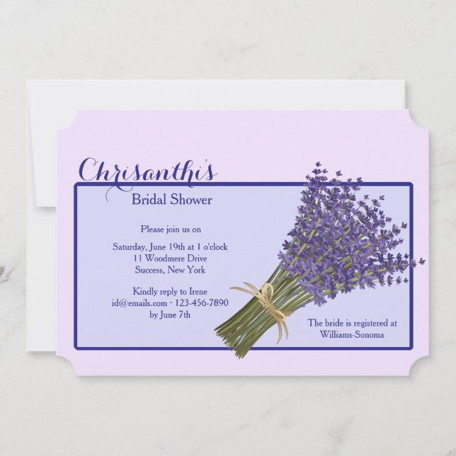 Invitación a la Lavanda por Bouquet (Anverso)
