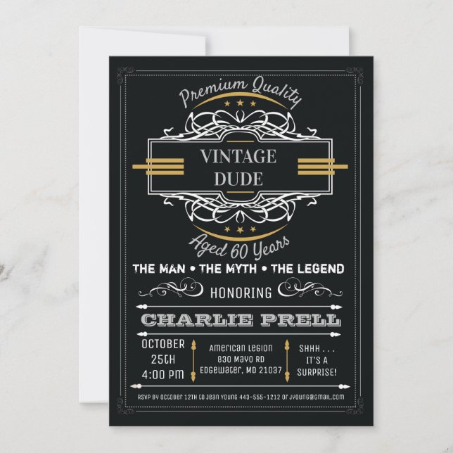 Invitación a la leyenda del mito de cumpleaños del (Anverso)