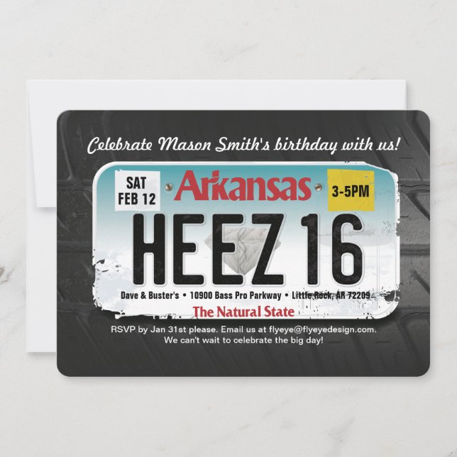 Invitación a la licencia de Arkansas por 16 cumple (Anverso)