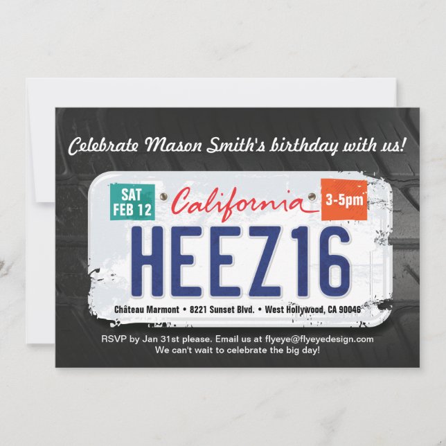 Invitación a la licencia de California por 16 cump (Anverso)