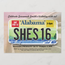 Invitación a la licencia de Chica 16º Bday Alabama