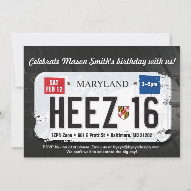 Invitación a la licencia de Maryland por 16 años d (Anverso)