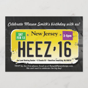 Invitación a la licencia de New Jersey por 16 cump