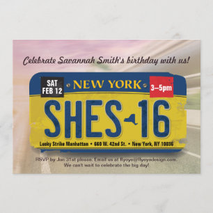 Invitación a la licencia de Nueva York por 16º cum